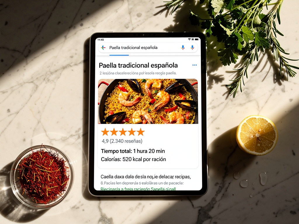 Comparativa antes y después de implementar schema de receta en resultados de Google